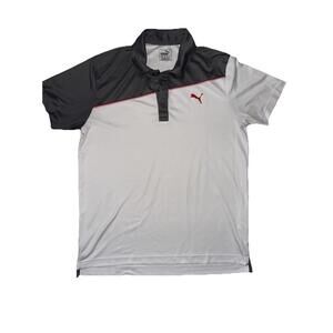 Puma Golf Shirt - Dry Cell - Size Medium - Grey White w/ Red stitch and logo